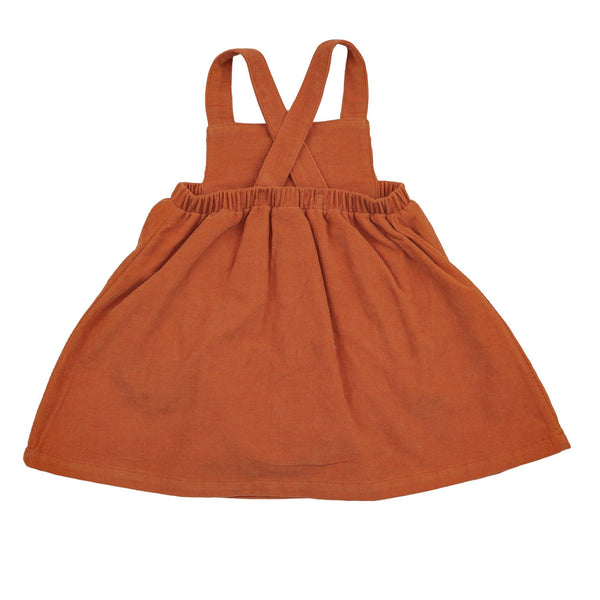 CORDUROY OVERALL DRESS - COPPER
