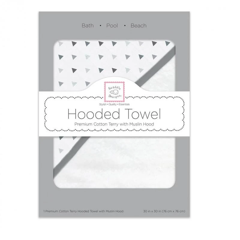 Muslin + Terry Hooded Towel - GREY