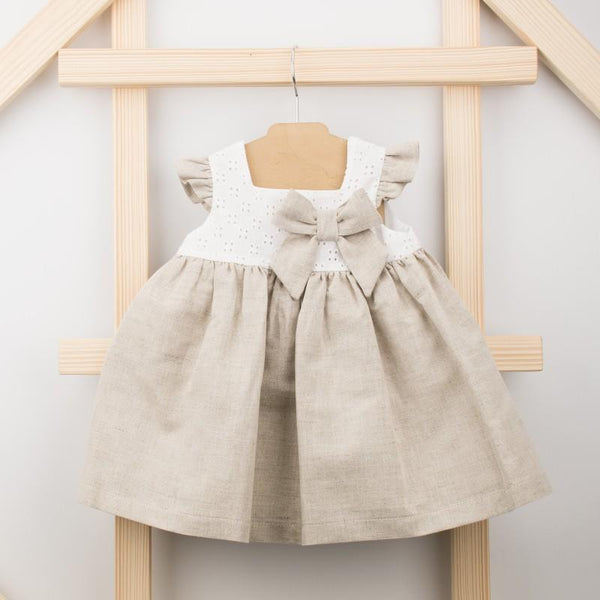 LINEN DRESS WITH BOW - AVELINO