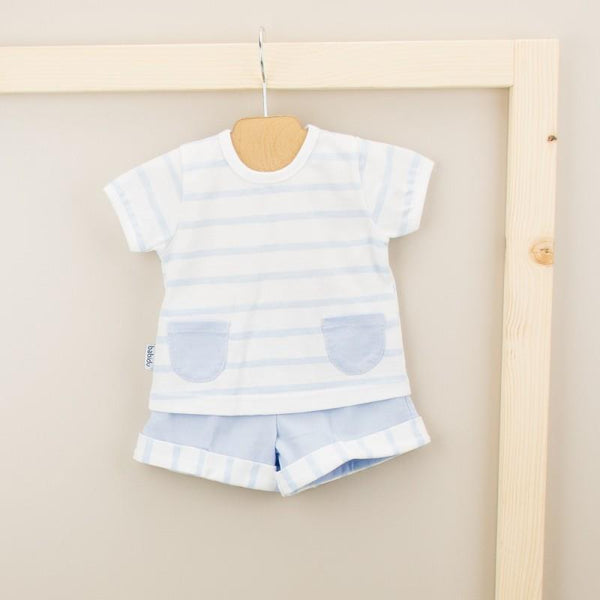 Light blue stripe shirt/shorts set